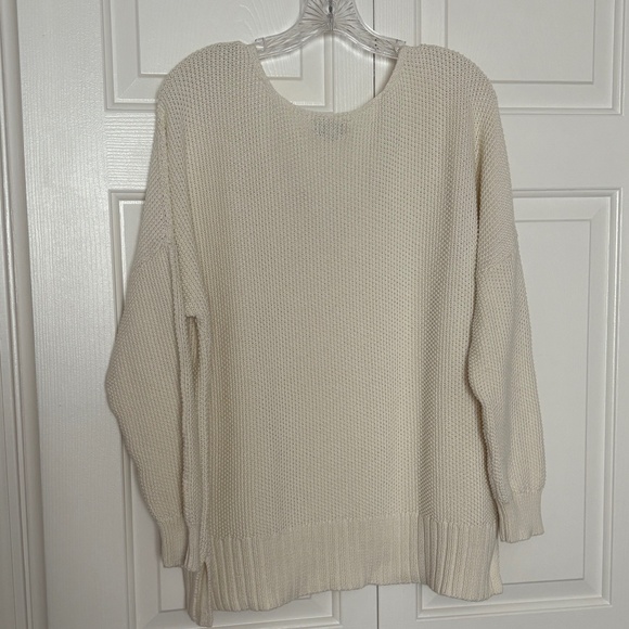Ivory Lucky Brand Cotton-Blend Pullover V-Neck Sweater - Picture 2 of 8